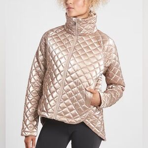 Athleta Whisper Featherless Jacket Metallic Gold Size S